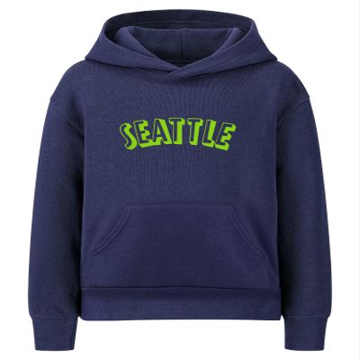 Daxton Youth Unisex Pullover Cities State Hoodie Mid-Weight Fleece Sweater - Seattle Navy Lime, S