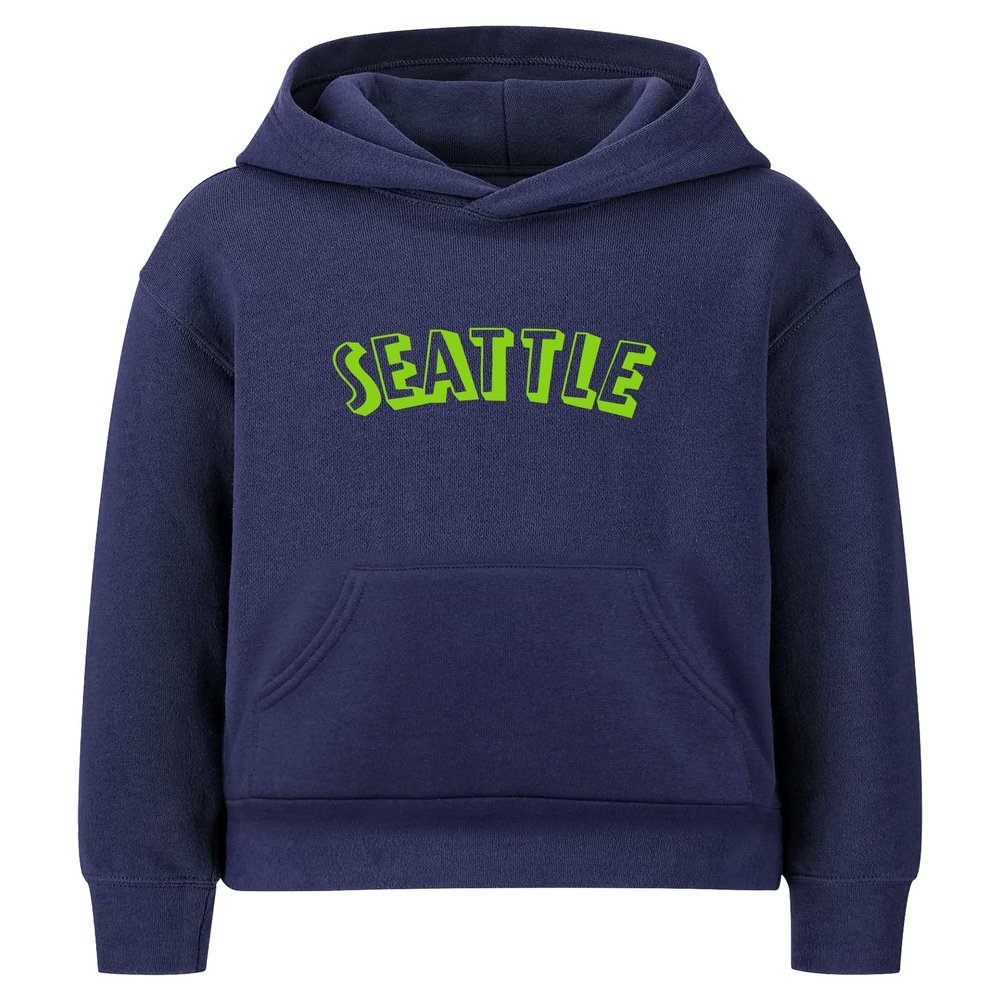 Daxton Youth Unisex Pullover Cities State Hoodie Mid-Weight Fleece Sweater - Seattle Navy Lime, S