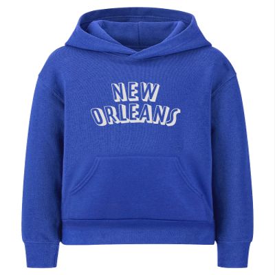 Daxton Youth Unisex Pullover Cities State Hoodie Mid-Weight Fleece Sweater - New Orleans Royal White, S