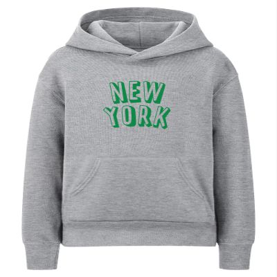 Daxton Youth Unisex Pullover Cities State Hoodie Mid-Weight Fleece Sweater - New York Heather Gray Green, S