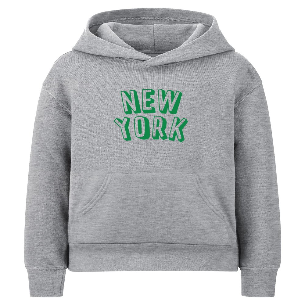 Daxton Youth Unisex Pullover Cities State Hoodie Mid-Weight Fleece Sweater - New York Heather Gray Green, S