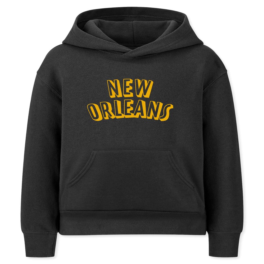 Daxton Youth Unisex Pullover Cities State Hoodie Mid-Weight Fleece Sweater - New Orleans Black Gold, XL