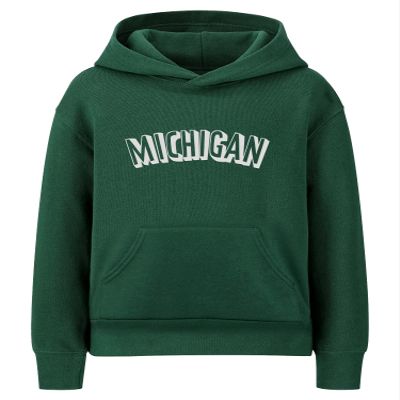 Daxton Youth Unisex Pullover Cities State Hoodie Mid-Weight Fleece Sweater - Michigan Hunter White, S