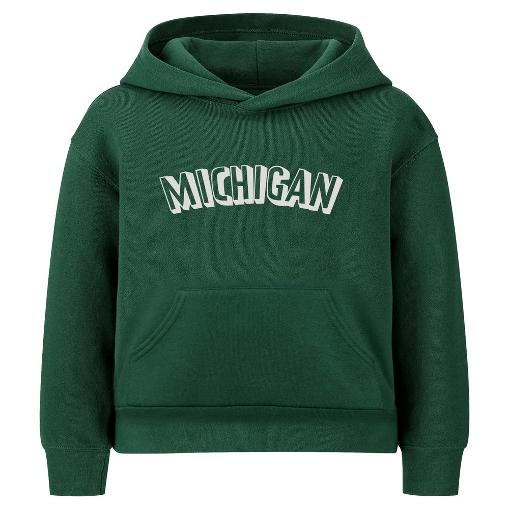 Daxton Youth Unisex Pullover Cities State Hoodie Mid-Weight Fleece Sweater - Michigan Hunter White, S