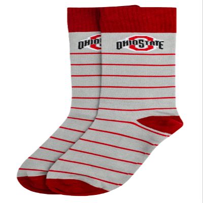 DB Fan Gear Ohio State Buckeyes Men's Scarlet Striped Dress Socks, Gray/Scarlet, One Size, NCAA Officially Licensed