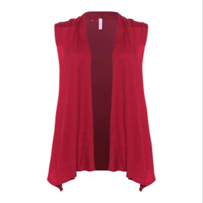 Design by Olivia Women's Sleeveless Open Front Draped Cardigan Vest Lightweight Cool Coat Wine 2XL