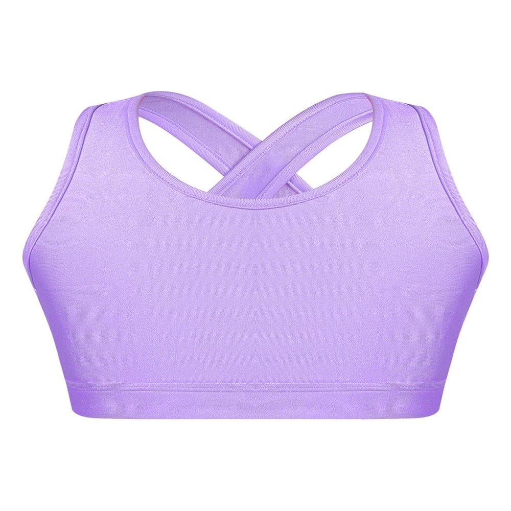 Hedmy Kids Girls Stretch Sports Bra Girls Training Bra Crop Tank Top Cami for Children Racer Back Top Vest Purple 6 Years