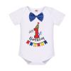 1st First Birthday Outfit Baby Boy Cake Smash One Year Old Party Newborn Toddler Bow Tie Short Sleeve Romper Shorts Pants Y-back Suspenders 3PCS Clothes Set Photo Shoot Royal Blue+Red 6-12 Months view 3