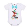 1st First Birthday Outfit Baby Boy Cake Smash One Year Old Party Newborn Toddler Bow Tie Cotton Short Sleeve Romper Shorts Pants Y-back Suspenders 3PCS Clothes Set Photo Shoot Blue 6-12 Months view 3