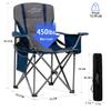 FAIR WIND Oversized Fully Padded Camping Chair for Heavy People with Lumbar Support, Heavy Duty Quad Fold Arm Chair with Cooler Bag - Support 450 LBS, Blue view 3