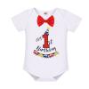 1st First Birthday Outfit Baby Boy Cake Smash One Year Old Party Newborn Toddler Bow Tie Cotton Short Sleeve Romper Shorts Pants Y-back Suspenders 3PCS Clothes Set Photo Shoot Red 12-18 Months view 3