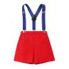 1st First Birthday Outfit Baby Boy Cake Smash One Year Old Party Newborn Toddler Bow Tie Cotton Short Sleeve Romper Shorts Pants Y-back Suspenders 3PCS Clothes Set Photo Shoot Red 12-18 Months view 4