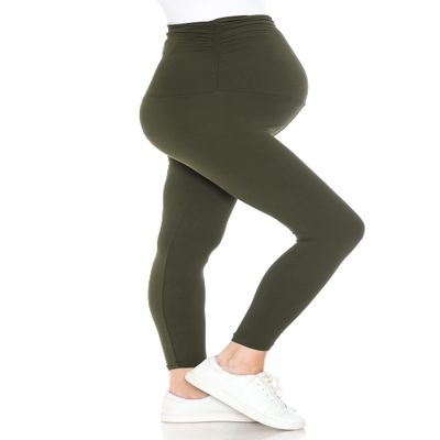Leggings Depot Women's Maternity Leggings Over The Belly Pregnancy Casual Yoga Tights (Olive, Large)