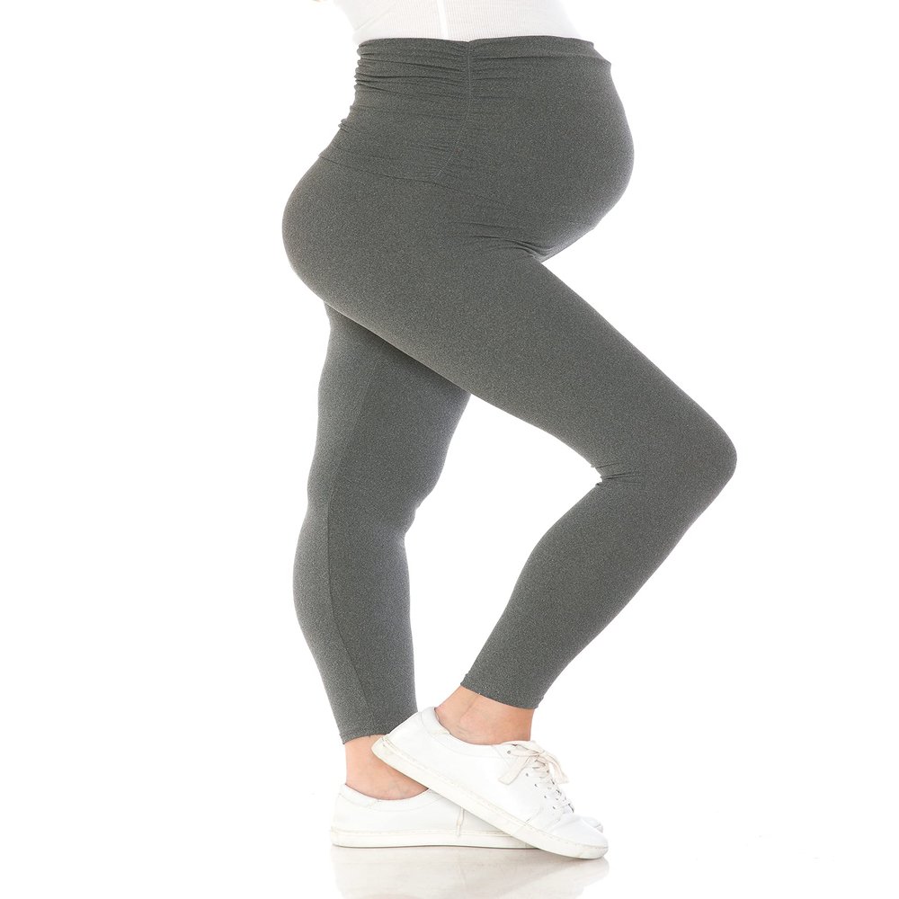 Leggings Depot Women's Maternity Leggings Over The Belly Pregnancy Casual Yoga Tights (Heather Charcoal, X-Large)