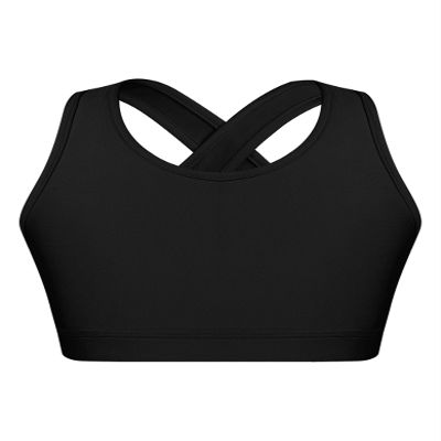 Hedmy Kids Girls Stretch Sports Bra Girls Training Bra Crop Tank Top Cami for Children Racer Back Top Vest Black 10 Years