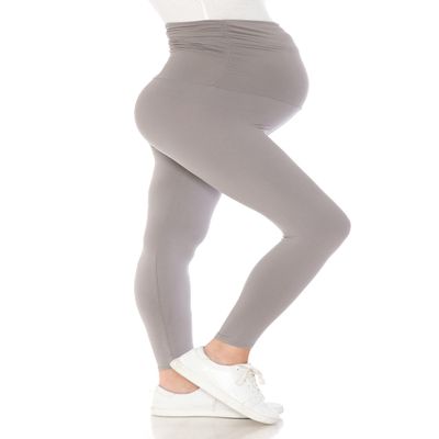 Leggings Depot Women's Maternity Leggings Over The Belly Pregnancy Casual Yoga Tights (Light Grey, Medium)