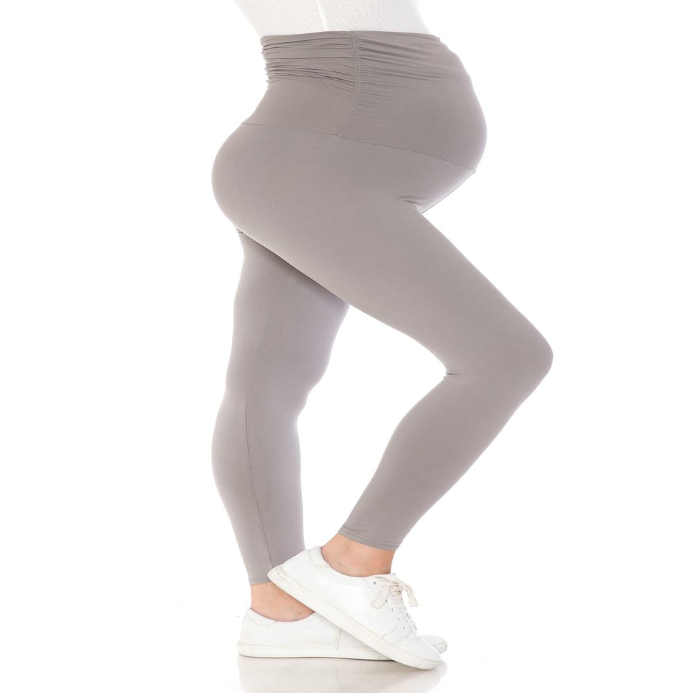 Leggings Depot Women's Maternity Leggings Over The Belly Pregnancy Casual Yoga Tights (Light Grey, Medium)