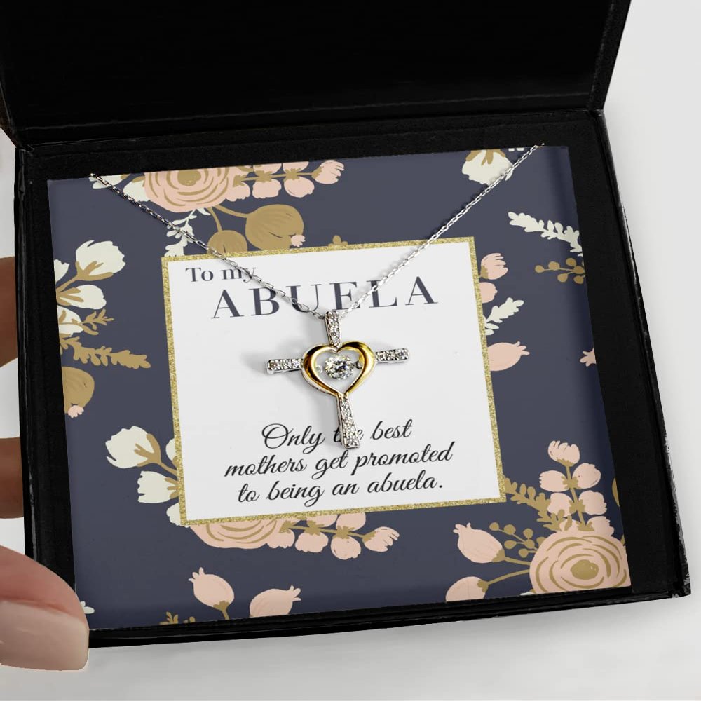Promoted to Abuela Jewelry for Spanish Mexican Grandma Grandmother for Birthday Gold Or Silver Love Heart Wishbone Cross Or Sunflower Necklace Bracelet Or Earrings