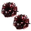 Metallic Cheerleader Cheerleading Pom Poms 6 inch 1 Pair 2 Pieces (Red/Black) view 2