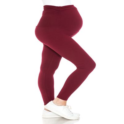 Leggings Depot Women's Maternity Leggings Over The Belly Pregnancy Casual Yoga Tights (Burgundy, X-Large)
