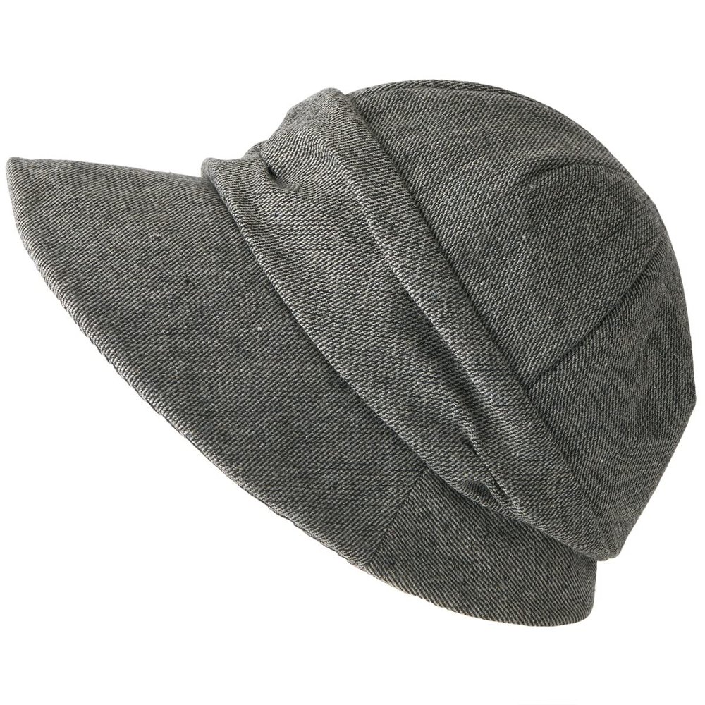 CHARM Womens Newsboy Winter Hat - Organic Cotton Bonnet Visor Casquette Chemo Cap Gray
