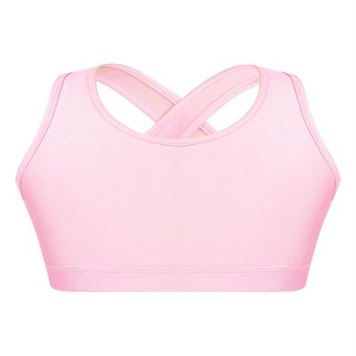 Hedmy Kids Girls Stretch Sports Bra Girls Training Bra Crop Tank Top Cami for Children Racer Back Top Vest Pink 6 Years