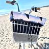 Bicycle Basket Liner, Beach Bag and Travel Tote All in ONE Bag - Waterproof Neoprene Shark Fin and Black Pattern Reversible Print Zipper Pockets Locking Toggle Draw String Two Carrying Handles view 3