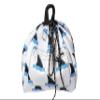 Bicycle Basket Liner, Beach Bag and Travel Tote All in ONE Bag - Waterproof Neoprene Shark Fin and Black Pattern Reversible Print Zipper Pockets Locking Toggle Draw String Two Carrying Handles view 4