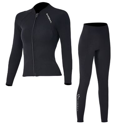 2MM Neoprene Two Piece Wetsuit, Neoprene Surfing Bodyboarding Diving Suit for Men Women Snorkeling Scuba Diving,Women,S