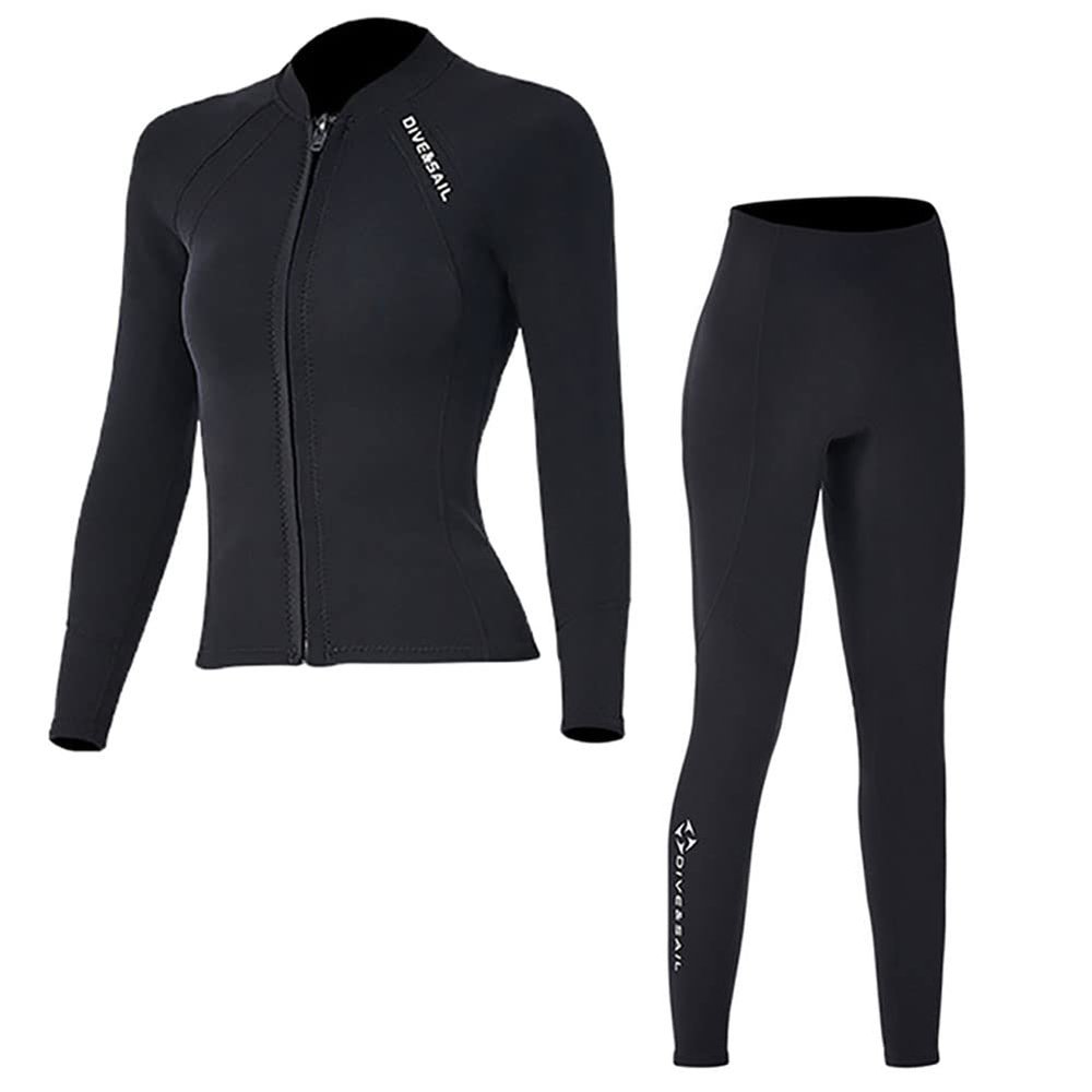 2MM Neoprene Two Piece Wetsuit, Neoprene Surfing Bodyboarding Diving Suit for Men Women Snorkeling Scuba Diving,Women,S