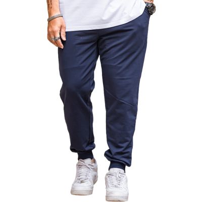 ANUFER Mens Plus Size Loose Fit Cotton Tapered Sweatpants Plain Casual Trousers Navy 6XL