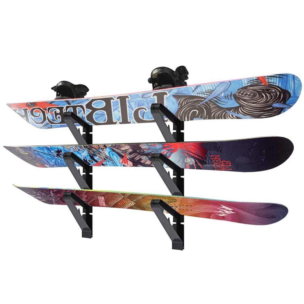Poskad Snowboard Wall Mount Rack,Adjustable Storage Layers Space Saving Design,Home and Garage SKi Board Storage. (3 Set)