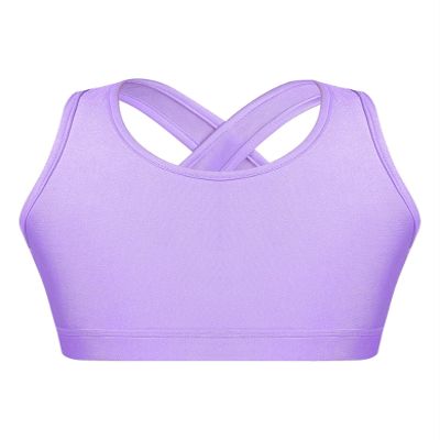 Hedmy Kids Girls Stretch Sports Bra Girls Training Bra Crop Tank Top Cami for Children Racer Back Top Vest Purple 14 Years