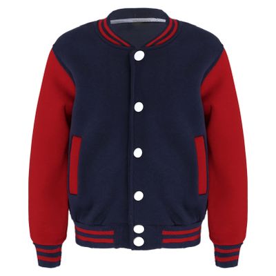 JanJean Kids Boys Varsity Jacket Letterman Jacket Baseball Jacket Long Sleeve Button Down Casual Outwear School Wear Navy Blue 7-8 Years