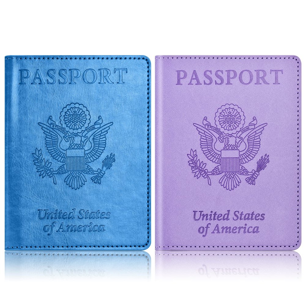 Eoehro Passport Holder for Travel Essentials-2Pack, Passport Wallet Cover Case for Travel Must Haves Accessories,Passport Book Holders for Women and Men