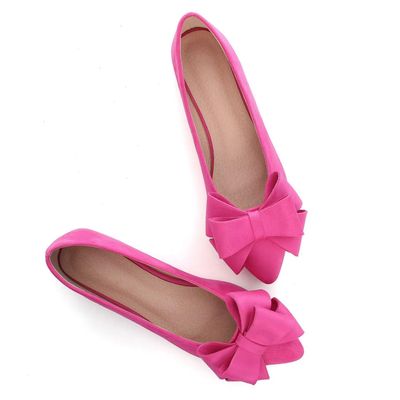 Hee grand Cute Bow-Knot Pointed Toe Ballet Flats for Women Comfort Work Shoes Suede Dress Shoes Casual Slip on Loafers,Rose 5
