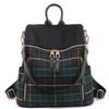 Mn&Sue Plaid Backpack Purse for Women Fashion Casual Daypack Dual-use Travel Shoulder Bag Nylon Rucksack (Green Plaid) One_Size view 3