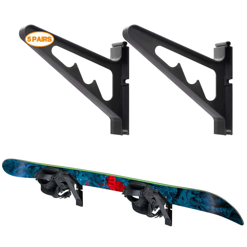 Poskad Snowboard Wall Mount Rack,Adjustable Storage Layers Space Saving Design,Home and Garage SKi Board Storage. (5-Set)