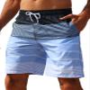 ELETOP Men's Swim Trunks Quick Dry Bathing Suit Swimming Board Shorts Mesh Lining Beach Swimwear Stripe Blue XL view 1