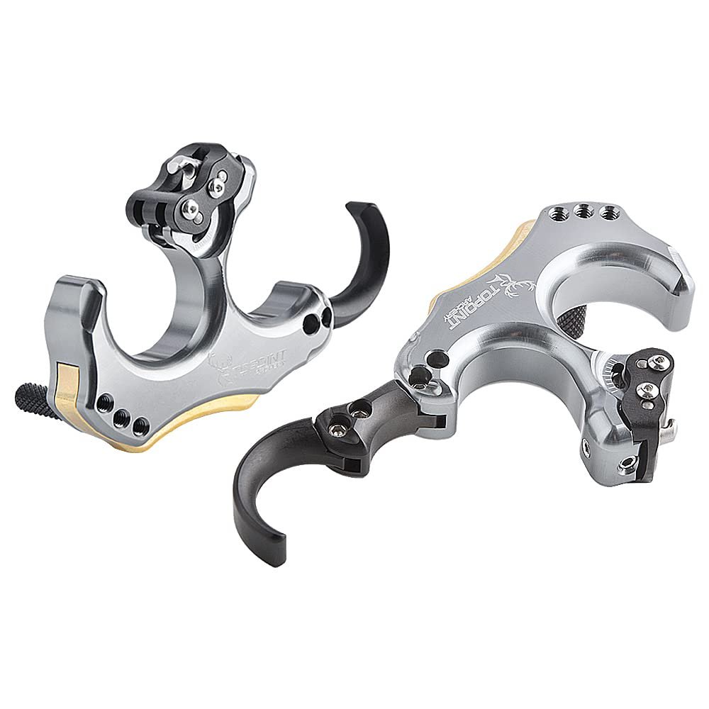AMEYXGS Bow Release Archery Release Aids 3 or 4 Fingers Thumb Automatic Aluminum Trigger Caliper with D-Loop Rope for Compound Bow(Charcoal)