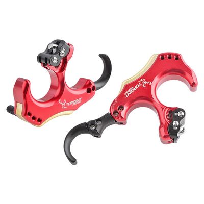AMEYXGS Bow Release Archery Release Aids 3 or 4 Fingers Thumb Automatic Aluminum Trigger Caliper with D-Loop Rope for Compound Bow(Red)