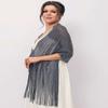 Aukmla Shawls and Wraps for Evening Dresses with Crystal Buckle Weddings Accessories for Bride and Bridesmaids (F-Navy Blue) view 2