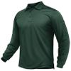 TACVASEN Men's Long Sleeve Polo Shirts Quick Dry Tactical Golf Collared Lightweight Work Breathable Moisture Wicking Outdoor Dark Green S view 1