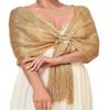 Aukmla Shawls and Wraps for Evening Dresses Party Scarf with Crystal Buckle Weddings Accessories for Bride and Bridesmaids (Gold) view 1