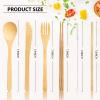 4 Sets Bamboo Utensil Travel Cutlery Set, Reusable Bamboo Utensil Fork Knife Spoon Chopsticks Straw Cleaning Brush for Eating Travel Picnic Office School (Vintage Style) view 2