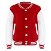 winying Kids Boys Girls Varsity Baseball Cotton Jacket Long Sleeve Banded Collar Jacket Varsity Letterman Coat Red&Grey 5-6 Years view 1