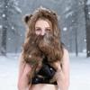 3 in 1 Furry Animal Hood Hat Scarf Mittens Warm Plush Hoodie Cap with Earflaps Full Pockets Winter Faux Fur Cartoon Beanie Hat Earmuffs for Men Women view 2