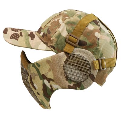 Aoutacc Half Face Airsoft Mesh Mask and Cap Set,Foldable Mesh Mask with Ear Protection for Airsoft Paintball BB Gun with Adjustable Baseball Cap (MC02)