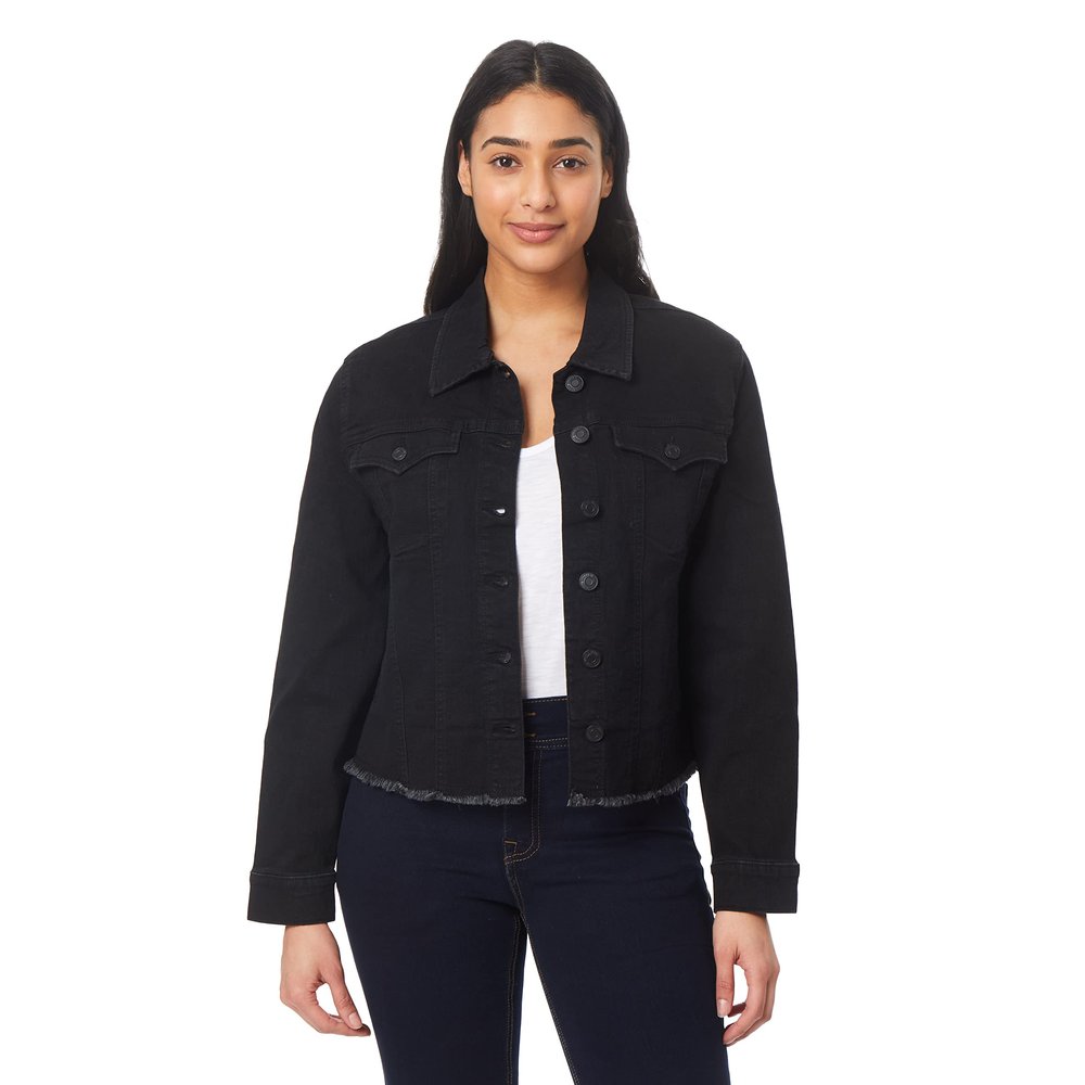 Angels Forever Young Women's Signature Denim Jacket, Black, Small