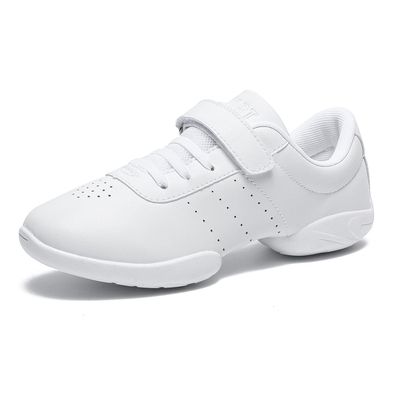 LANDHIKER Girls Cheer Shoes White Kids Cheer Sneakers Fashion Sports Training Athletic Comfortable Lightweight Breathable Tennis Shoes Flats Size